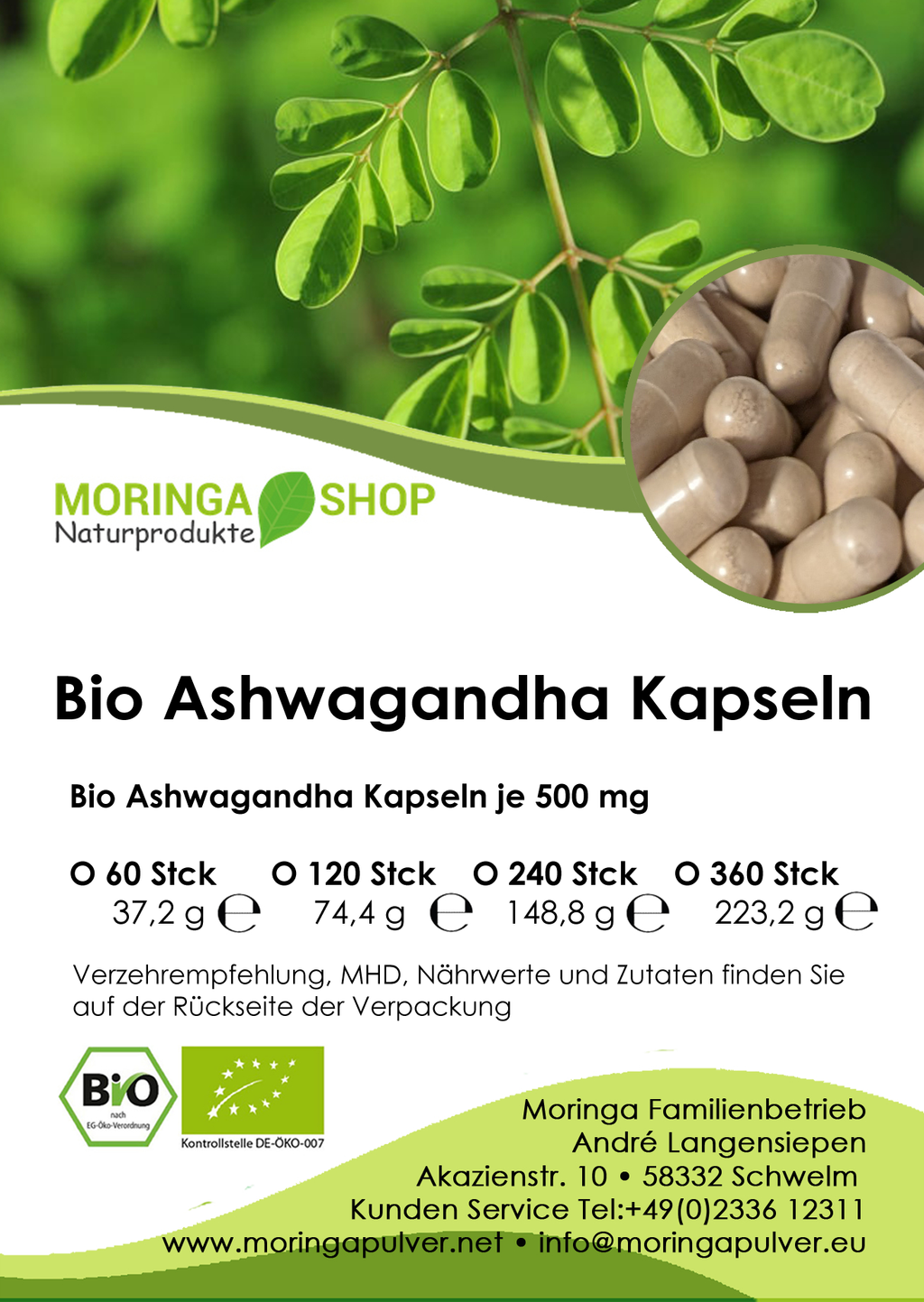 Ashwagandha Kapseln - Bio