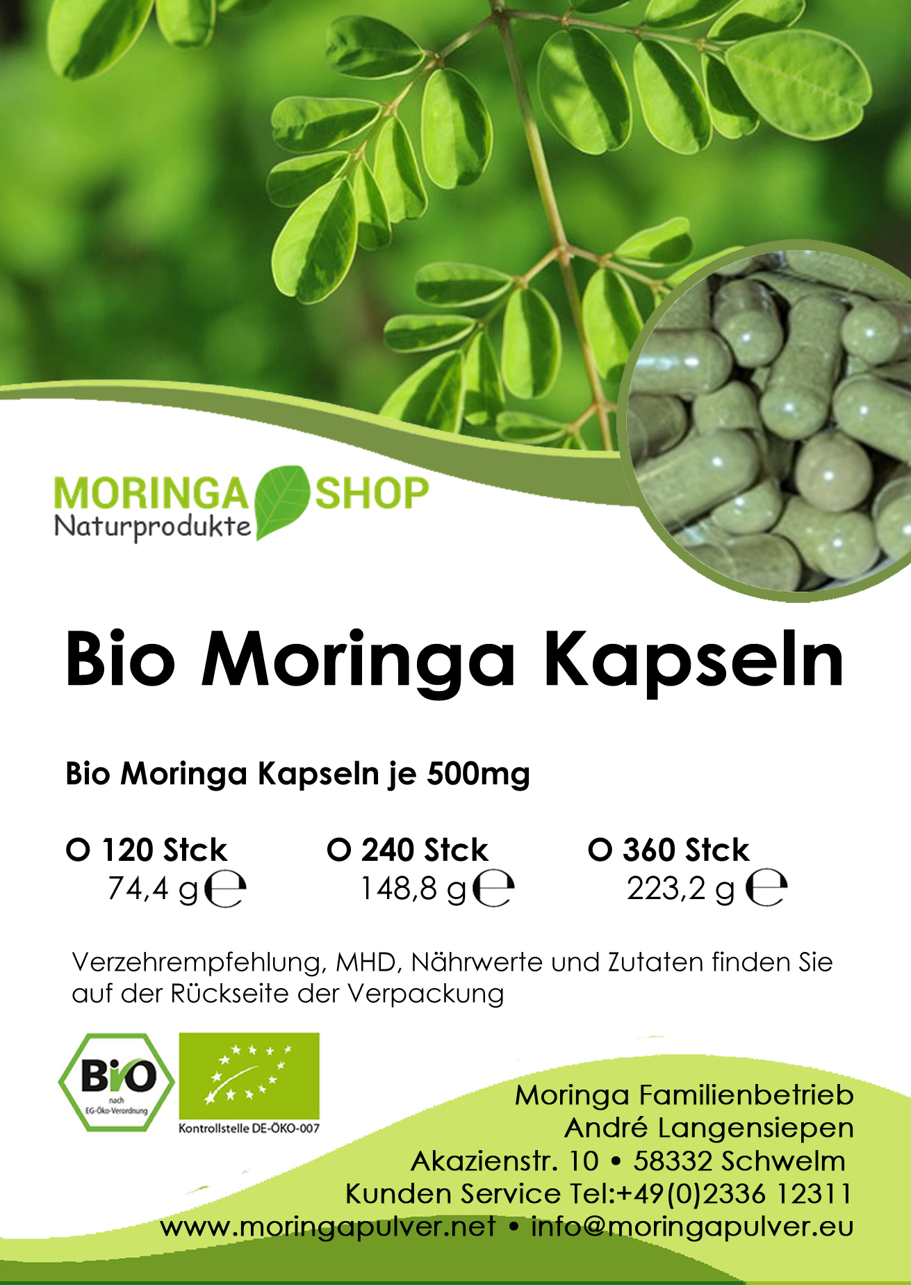 Moringa Kapseln Etikett