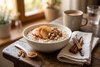 Apfel-Zimt-Porridge ohne Menschen oder Hände
