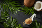 Bio Kokosblütenzucker mit grünen Blättern