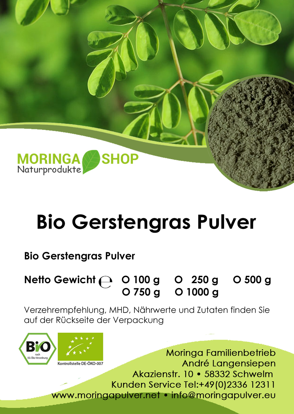 Gerstengras Pulver - Bio