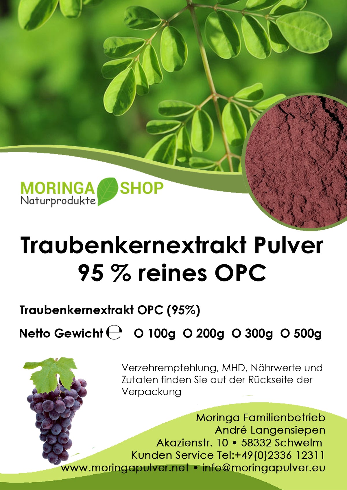 OPC Traubenkernextrakt mit 95% reinem OPC Pulver