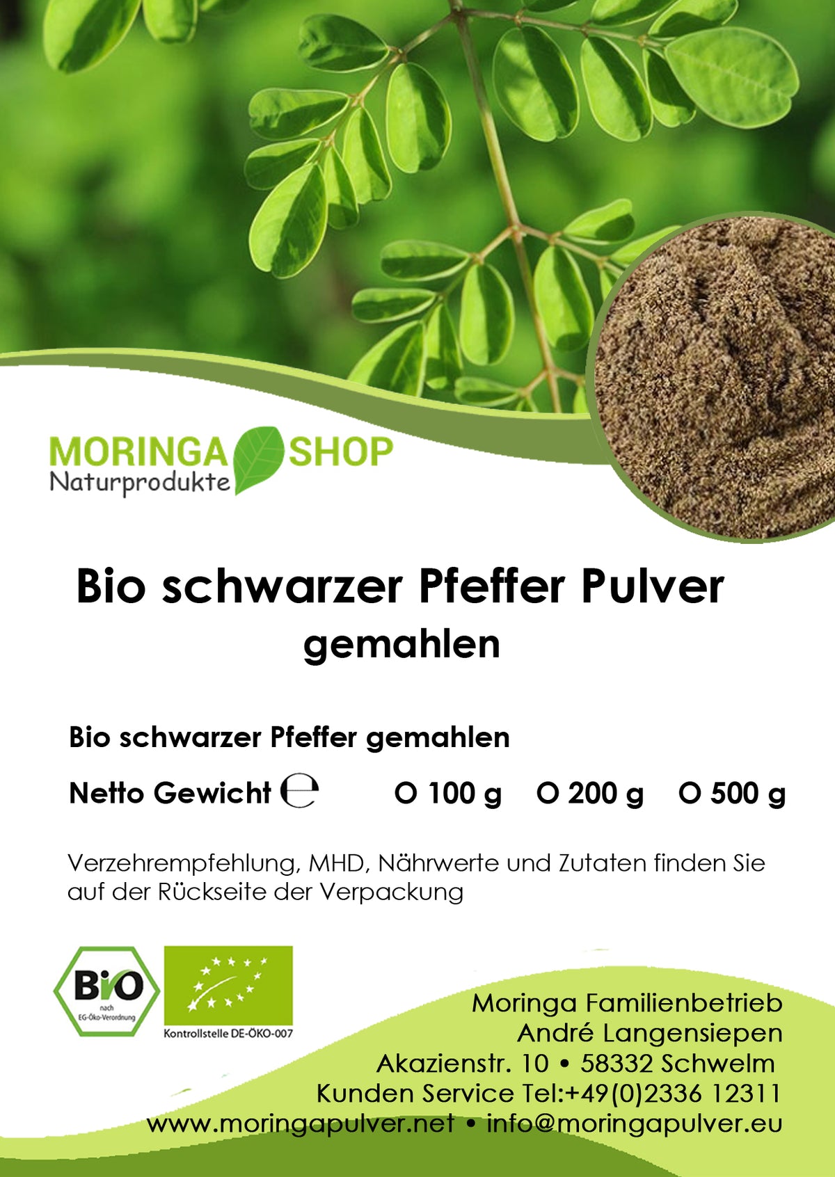 Pfeffer schwarz gemahlen BIO